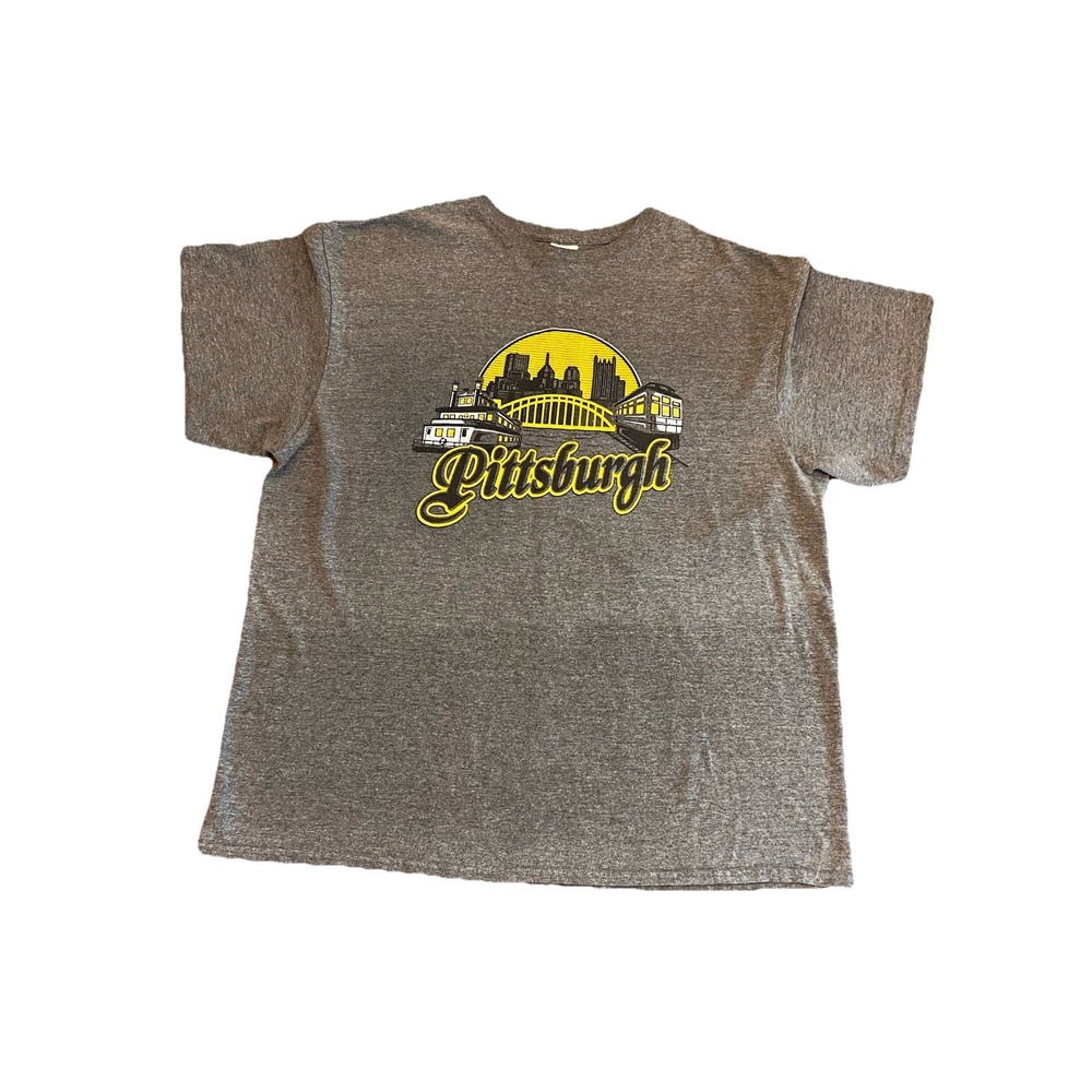 Retro Pittsburg T-Shirt Gray Yellow Delta Steelers Sz XL Graphic‎ Pennsylvania